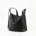 Black soft leather hobo shoulder bag large capacity casual women tote bag stylish purse - Black