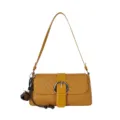 Borsa a tracolla intrecciata vintage da donna elegante borsa messenger da lavoro con fibbia - con portachiavi / Giallo