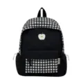 Sac à dos d'école brodé mignon japonais léger grande capacité sac de voyage décontracté - Noir