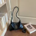 Sac à bandoulière en cuir PU noir avec lanière tressée design vintage style décontracté - Sans pendentif / Noir