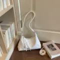 Sac à main bandoulière rétro blanc crème avec poignée tressée sac souple casual chic - Sans pendentif / Blanc