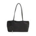 Minimalist black nylon tote bag for women, stylish large capacity casual shoulder bag. - Black