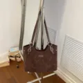 Vintage brown large capacity shoulder tote bag for women, casual commuting daily PU leather bag. - Coffee