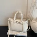 Witte gestructureerde lederen handtas elegante handtas schoudertas crossbody voor dames stijl - Wit