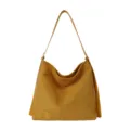 Retro women large capacity solid yellow shoulder bag minimalist casual daily commuting tote bag - One Size / Yellow