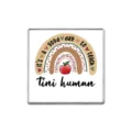 Cute teacher quote metal brooch badge, colorful rainbow apple design, stylish accessory. - Square Rainbow Slogan Style (ZP2393)