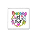 Teacher theme square metal badge brooch with cute colorful school supplies print pin. - Square Style (ZP2382)