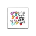 Square metal brooch with cute cartoon school supplies design and inspirational English text quote. - Square Style (ZP2381)