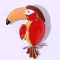 Cute toucan bird brooch pin, vibrant enamel painted metal fashion accessory for women daily wear. - Red