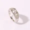 Anillo ajustable plateado para hombre con piedras circonitas joyeria moda detalle - Abierto Ajustable / Anillo de Diamante de Imitación (W786) / Plateado