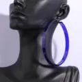 Blue translucent acrylic oversized hoop earring detail shot, perfect for fashion street style. - Dark Blue