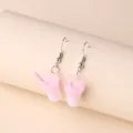 Cute pink cup dangle earrings for women, sweet style trendy jewelry accessory for daily wear. - Earrings Only / Pink White