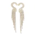 Long rhinestone fringe ear cuffs sparkling crystal tassel earrings for women fashion party jewelry - Gold