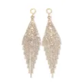 Stunning long rhinestone tassel earrings for women, glamorous gold-tone geometric party jewelry. - Gold