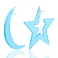 Translucent light blue acrylic star and moon asymmetric earrings for women summer party - Lake Blue