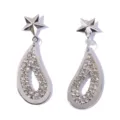 Silver star teardrop rhinestone earrings sparkling crystal drop earrings for women party jewelry - White K/Silver