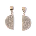 Fashion gold-tone rhinestone half-circle drop earrings for women elegant party jewelry - Gold