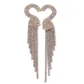 Stunning long rhinestone tassel earrings featuring elegant swan design for glamorous evening wear. - Gold