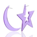 Purple acrylic star moon earrings asymmetric cute drop dangle jewelry for women summer party - Purple