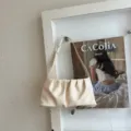 Elegant white pleated shoulder bag for women, chic cloud underarm bag for summer daily wear. - White