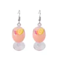 Summer lemon cocktail glass resin dangle earrings cute cool fashion jewelry accessories for women - Earrings / Orange