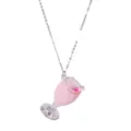 Cute pink cocktail cup necklace with resin pendant, summer sweet style sweet jewelry gift. - Necklace / Pink