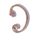 Gold snake ear cuff earrings with sparkling rhinestones and colorful crystal, unique design. - Gold