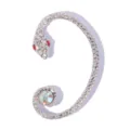 Fashion silver snake ear cuff with sparkling rhinestones and colorful crystal for women chic party - Silver