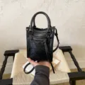 Black mini crossbody bag women stylish PU leather tote bag vintage shoulder handbag casual - Black