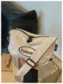 Koreanischer Stil Canvas Schulter Umhängetasche große Kapazität Pendeln Knödel Tasche - Anhänger enthalten / Gebrochenes Weiß