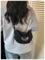 Schwarze Canvas Umhängetasche für Damen Freizeittasche Schultertasche Reise Alltag - Anhänger enthalten / Schwarz