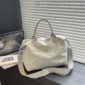 Bolso de viaje de gran capacidad para mujer, bolsa de deporte de lona portátil bandolera. - Verde claro