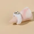 White acrylic ring with clear crystal gemstone, minimalist fashion resin ring for women - One Size / White