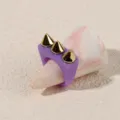 Punk style purple acrylic ring with gold spikes cool statement fashion finger jewelry for women - One Size / Purple