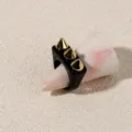 Black acrylic ring with gold spikes, punk style fashion jewelry for women variant. - One Size / Black