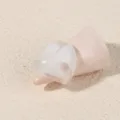 Close-up view of minimalist geometric acrylic ring detail, showing smooth resin texture and design. - Size 6 / White