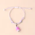 Squisito bracciale intrecciato viola con grazioso ciondolo tazza di tè boba per donna. - Rosso rosa