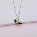 Gold tone bat pendant necklace with black enamel, gothic Halloween jewelry accessory for women. - Bat Pendant Necklace Only (Without Earrings)