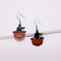 Halloween pumpkin witch hat earrings, cute drop earrings for women festival party jewelry gift - Earrings (EN023)