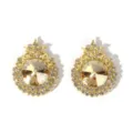 Elegant gold-tone crystal rhinestone stud earrings, vintage luxury design for women. - Champagne