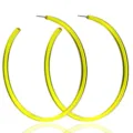 Neon gele acryl créolen, grote C-vormige statement oorbellen voor feestelijke outfits. - Neon Geel