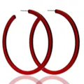 Overdreven rode acryl grote C-vormige creolen, stijlvol mode-sieraad voor dames. - Rood
