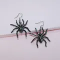 Pendientes colgantes de araña gótica con diseño de insecto metálico oscuro para Halloween. - Pendientes
