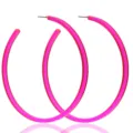Grote neon roze acryl creolen detail, opvallende C-vormige statement mode oorbellen. - Rozerood