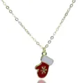 Collar con colgante de guante copo de nieve navideño con cadena dorada bonito detalle. - Collar