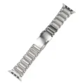 Stainless steel metal link watch strap detail view, precision polished links and clasp. - 38/40/41mm / Silver