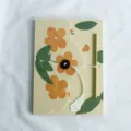 Cuaderno artesanal de flores con cierre de botón, diario de bolsillo de estilo japonés para notas. - Patrón de Flores A
