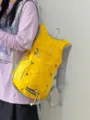 Lightweight yellow outdoor cycling hiking backpack with breathable straps and bungee cord design. - Yellow