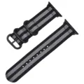 Cinturino di ricambio in nylon compatibile con Apple Watch, a righe nere e grigie resistente. - Grigio nero