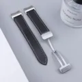 Replacement leather watch strap compatible with Samsung Galaxy Watch 6 5 4 magnetic clasp - Watch 6 / Black Strap Silver Buckle
